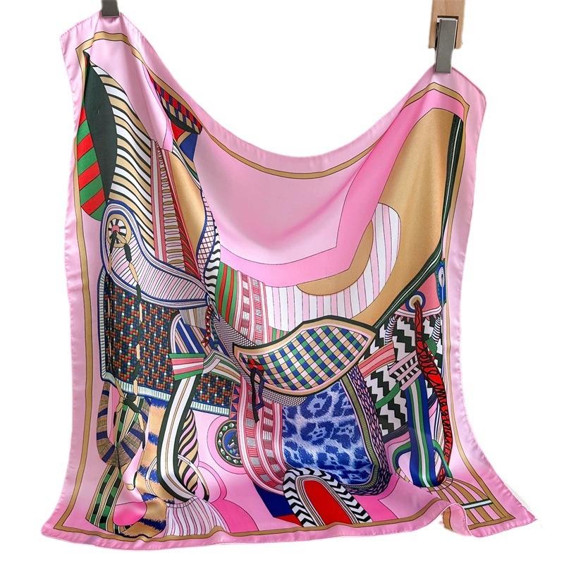 New 70cm Small Square Scarf Colorful Printed Scarf Hijab Female Headband Kerchief Luxury Neck Tie Shawl Wrap