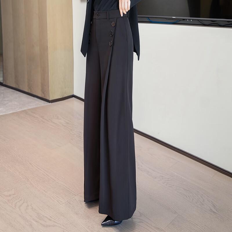 Women's High-Waist Draped Wide-Leg Casual Pants