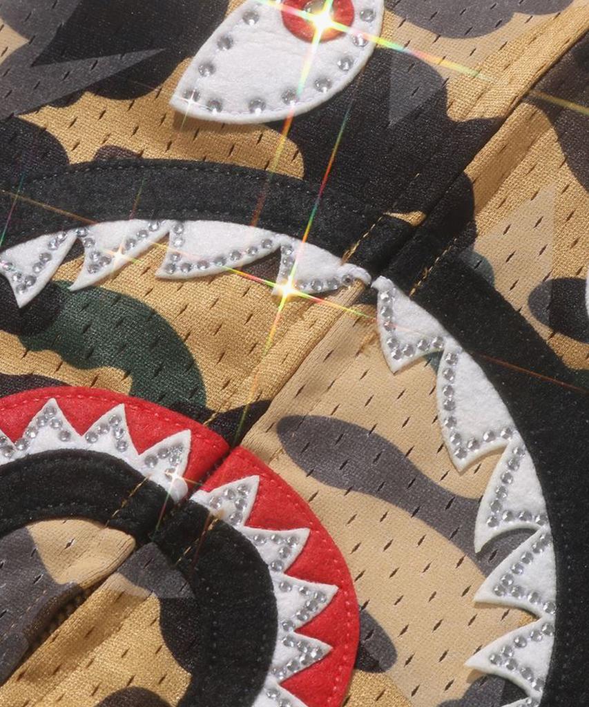 Bape Star Over Print First Camo Mesh Shark Crop Fit Full Zip Hoodie (M) Yellow
