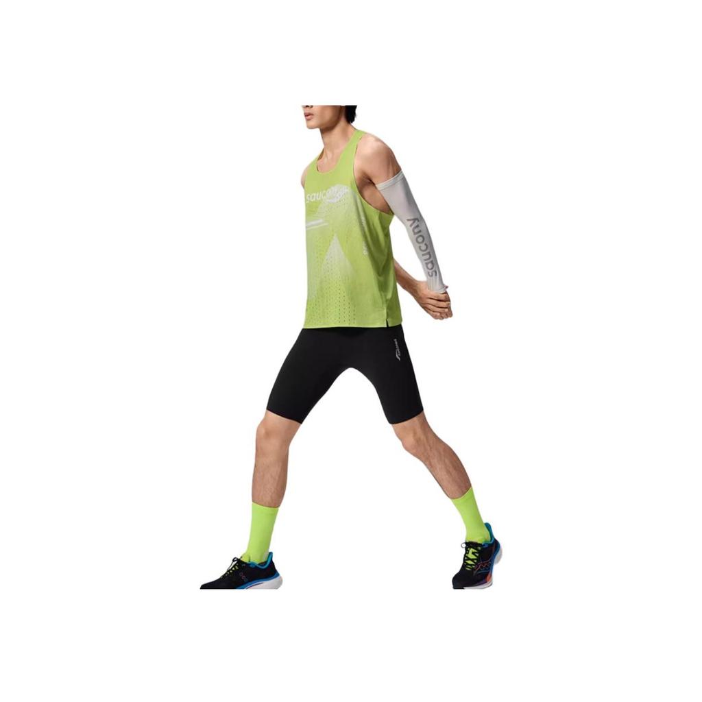 SAUCONY Serie Speed Running Girocollo Moda Comodo Canottiera Sportiva Senza Maniche Top Unisex Geometrico-Giallo Verde SA2250TK63T-PR229