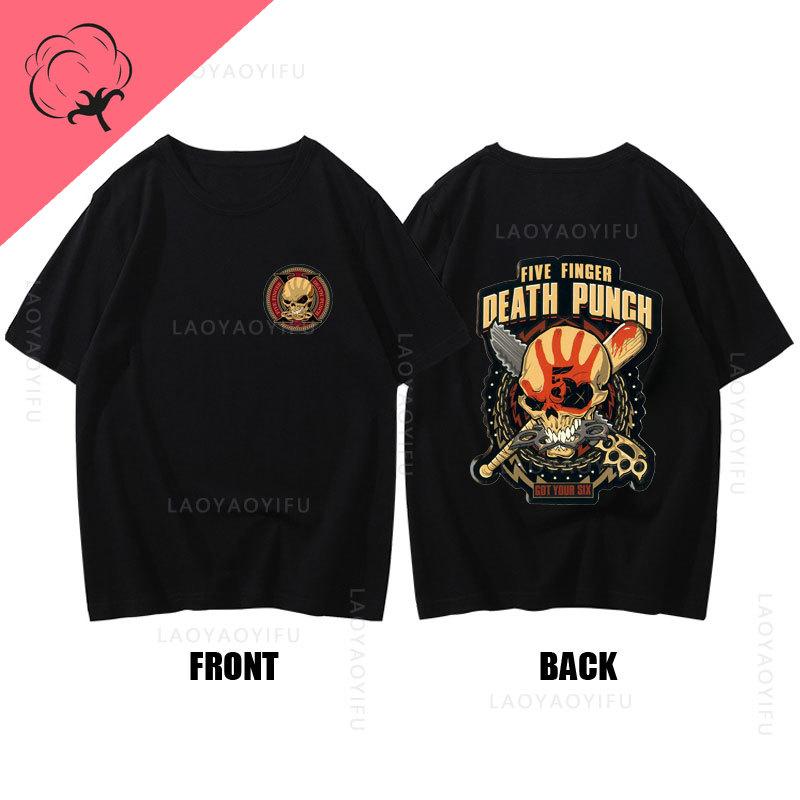 

Hot Sale Five Finger Death Punch Theme 100Cotton 2024 Fashion Men T Shirt Doublesided Tshirt Graphic Youth Cloth Streetwear 3XL