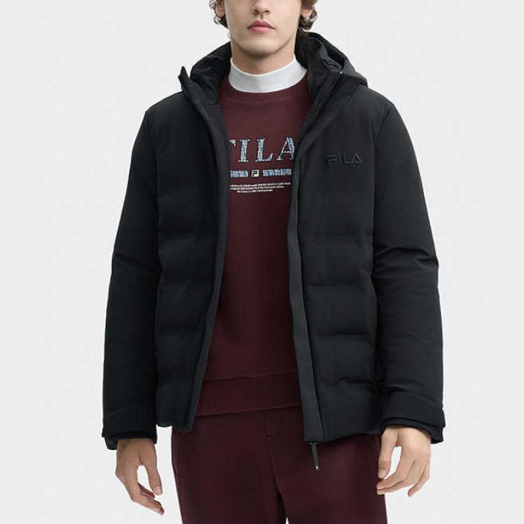 FILA Heritage Warm Versatile Hooded Down Jacket Men outerwear Black F11M448902FBK