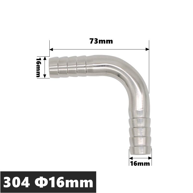 High Qulity 12.7 14 16 19 25 32 38 45 51 57 63 76 89 102mm Hose Barb Tail Elbow 304 316 Stainless Sanitary Pipe Fitting Homebrew