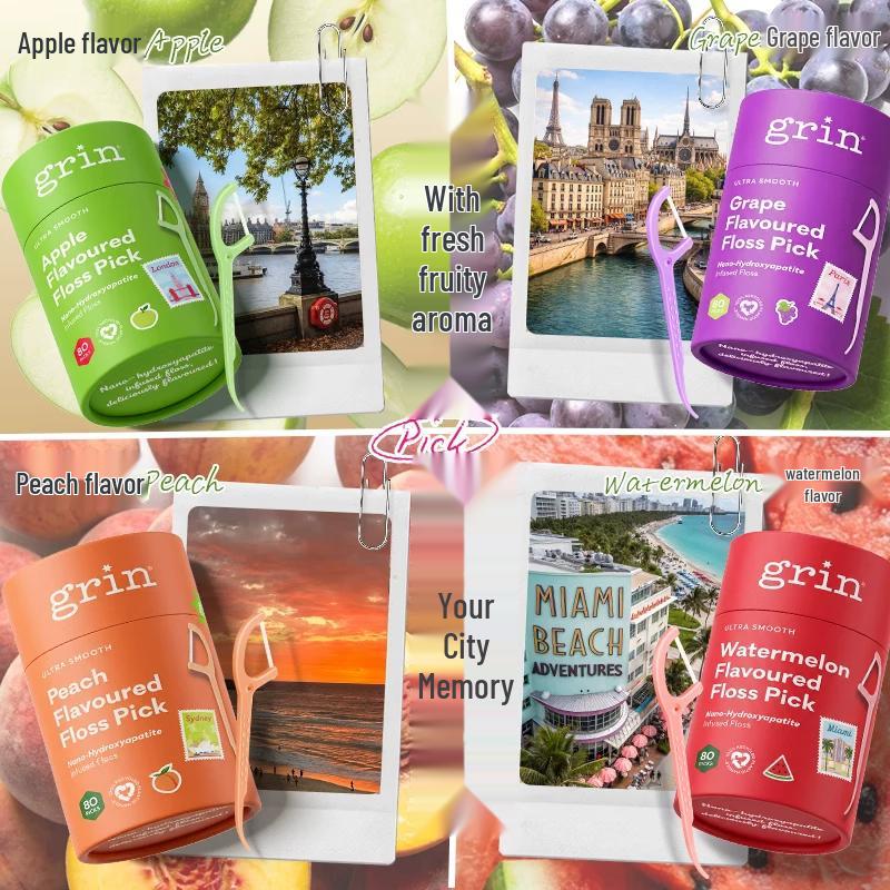 Grin Fruit-Flavored Flat Dental Floss Picks