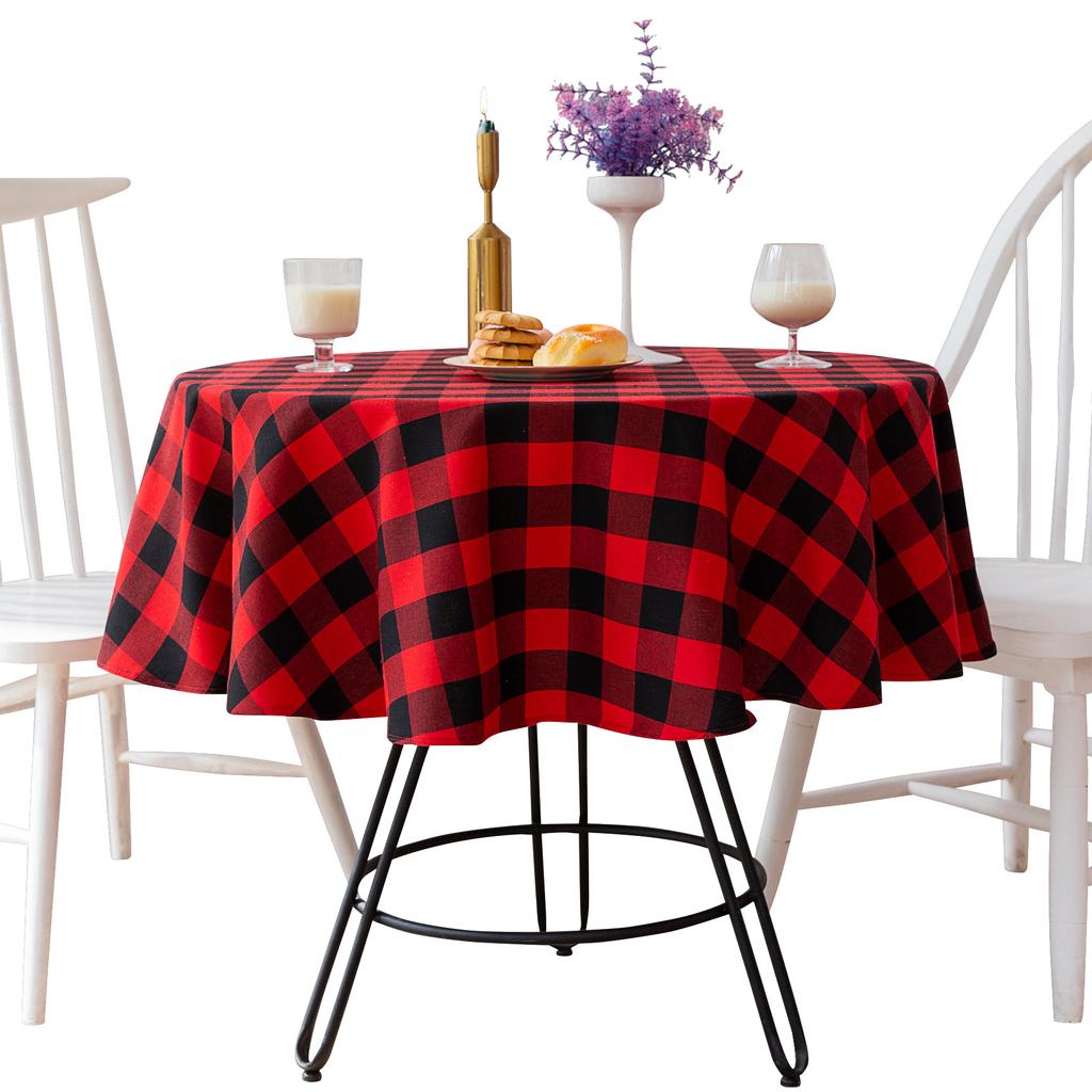 Tablecloth Red Black Checkered Party Decoration Hotel Restaurant Party Round Table Towel Placemat