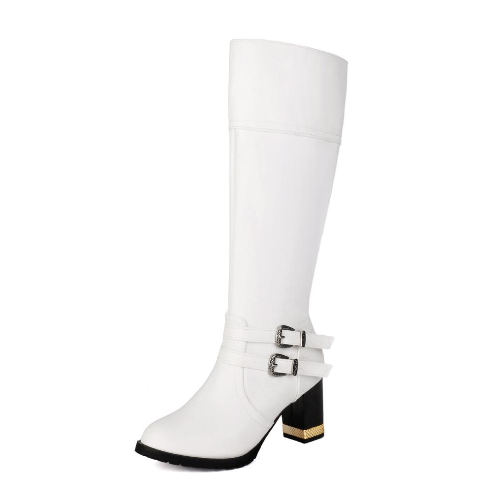 Fashion Belt Buckle Tall Knight Boots Fashion Boots Thick High Heel Boots 32-43 Large Size Amazon Boots