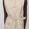Autumn and Winter New Women Western Style With Belt Graceful Plaid Texture Sleeveless Vest Vest 9208956