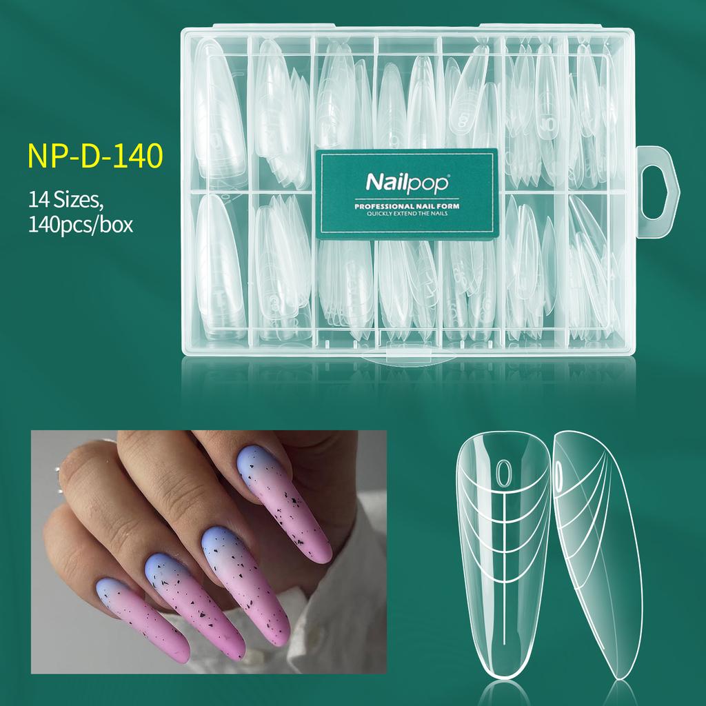 Nailpop Mechanical Nail Form 70/140Pcs Unique Dragon Claw Clear Nail Extension Forms 14 Sizes Easy DIY Salon Nail Art Tool