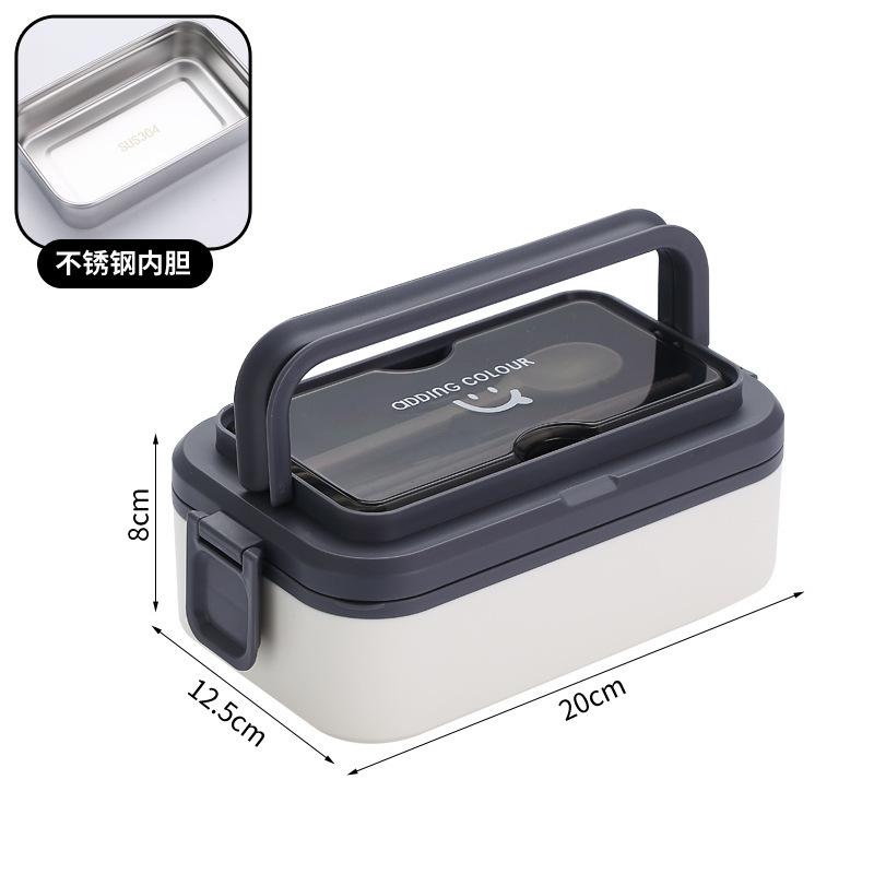 Pojemny lunchbox ze stali nierdzewnej, dwuwarstwowy, dla dzieci, uczniów, pracowników biurowych, na piknik, przenośne pojemniki bento do przechowywania żywności