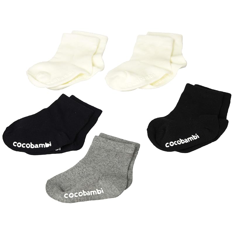 Filloie Baby Socks, 5-Pack, Plain Crew Length, Non-Slip, 9-14cm (x 5) 88-65-1163