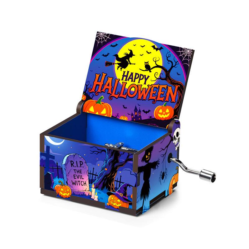 

Latest Spooky Holiday Series Art Six sided Painted Hand Cranked Music Box Holiday Present great for daily use