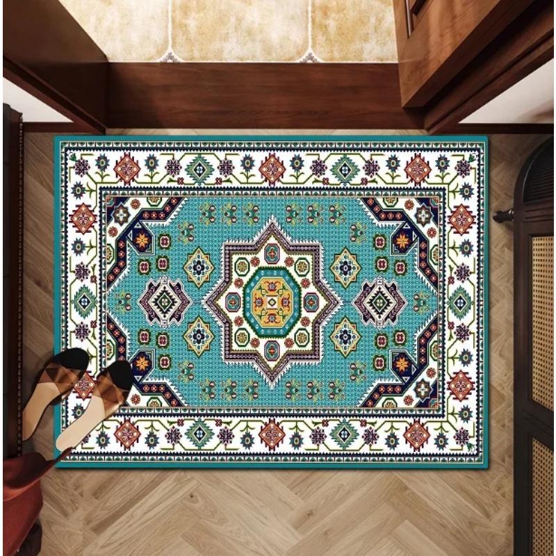 Persian Style Carpet Ethnic Style Woven Geometric Pattern Printed Rug Room Living Room Decoration Retro Home Mat
