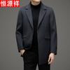 Hengyuanxiang Men's Full Wool Mid-Length Overcoat