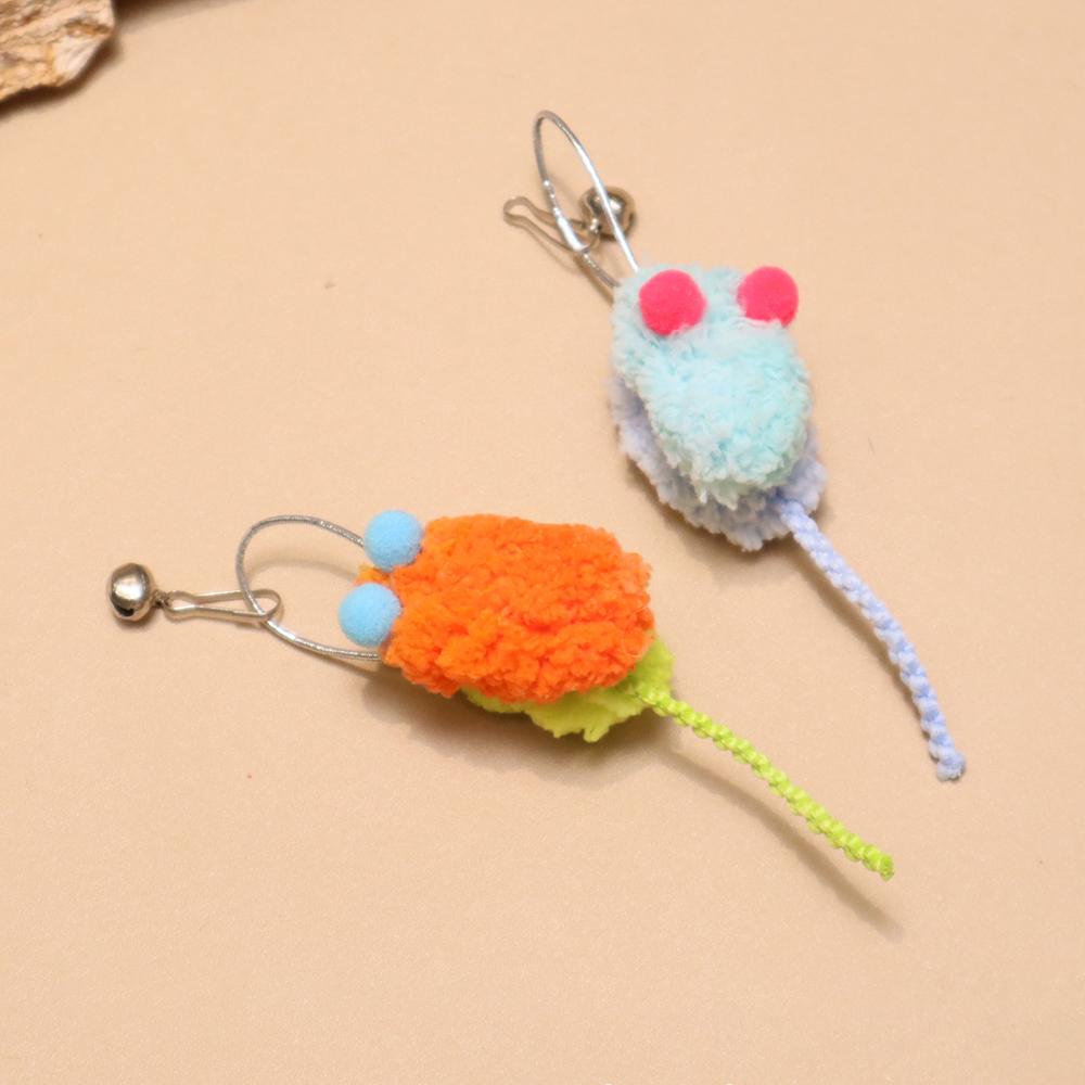 10pcs Random Mix Plush Mini Mouse Change Heads Cat Teaser Stick Pet Toy Supplies