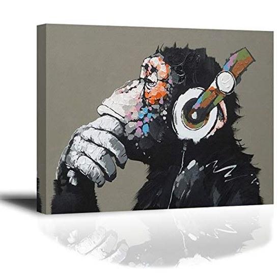 Listening Monkey Canvas Painting Banksy Modern