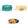 Ingemark 3 Styles Boho Irregular Chunky Resin Wide Bangles for Women Trendy Vintage Metal Spring Bracelets Party Daily Jewelry