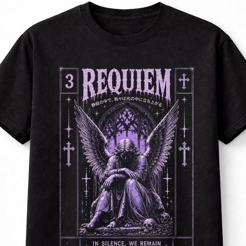 Requiem Angel Gothic Cathedral Celestial Fantasy Graphic Unisex TShirt S