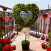 Heart Topiary Outdoor 29.5in Artificial Heart Topiary Plant with Pot and Bow Tie for Wedding Birthday Valentine Day Anniversary