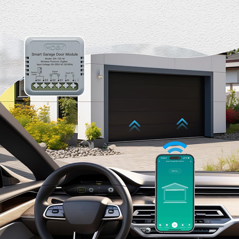 Intelligent Garage Door Timer Zigbee 3.0 Smart On/Off Controller Module Wireless Garage Remote Control for Home Safe Protect