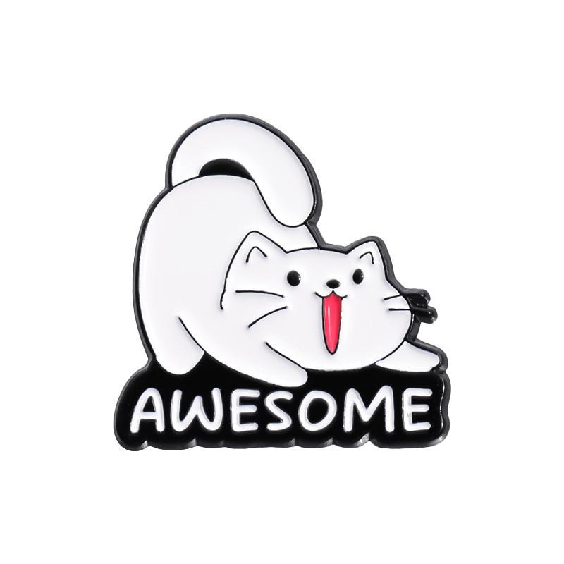 Unique Cartoon Lazy Cat Brooch Creative Flame Design Badge For Decoration Stylish
