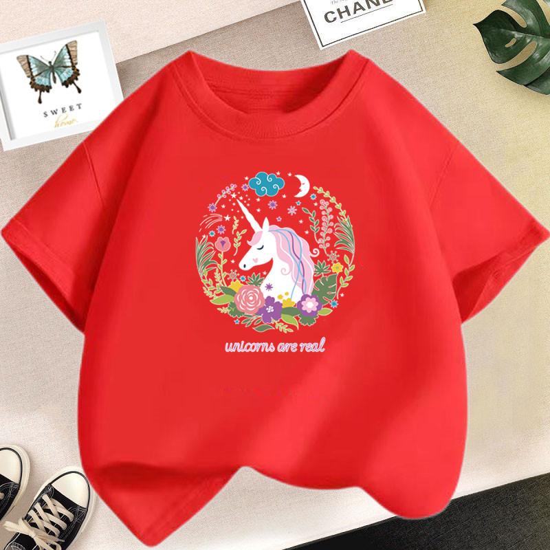 Cute Cartoon Girl T-shirts Girls Summer Unicorn Friends Clothes Baby T Shirts Children Short Sleeve Clothing Graphic T-shirt Tee