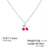 Teamer Enamel Cherry Charms Necklace Gold Color Stainless Steel Sweet Choker For Woman Girls Trendy Jewelry Gift Wholesale New