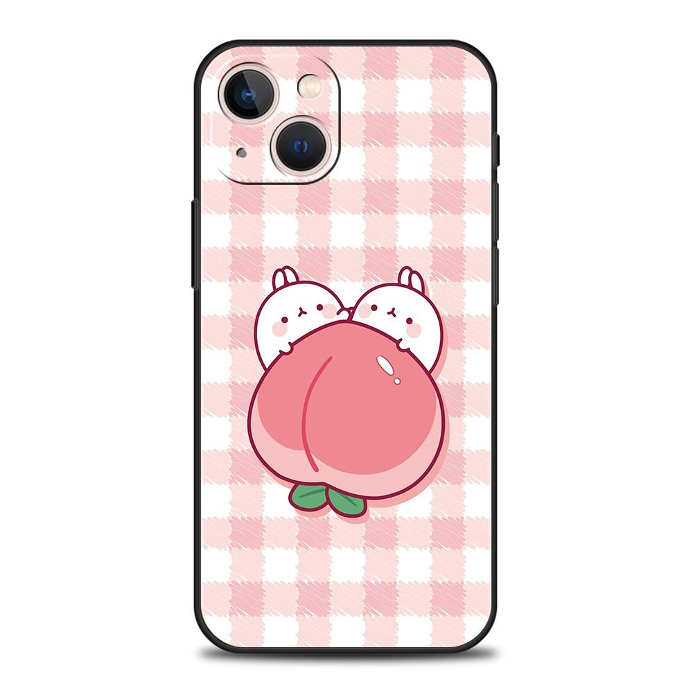 Cartoon Fruit Peach Phone Case Cover for iPhone 16 15 14 13 12 Pro Max 11 Pro Max 7 8 Plus XS XR Shockproof Soft TPU Shell Capas