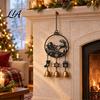 Retro Holiday Window Accents Christmas Wind Chime with Metal Bells, Vintage Santa/Snowman/Deer/Bell/Wreath Iron Creative Soft Furnishings Hanging
