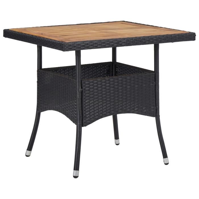 Ensemble à dîner de jardin - VIDAXL - 3 pcs - Résine tressée - Bois d'acacia - Noir et marron