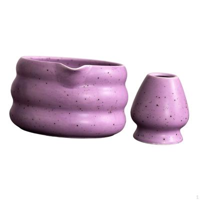 Conjunto de batedor de cerâmica Matcha com tigela e suporte para preparação de chá
