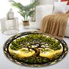 Golden Tree of Life Design Print round rug, living room, bedroom, playroom carpet, non slip floor mat, gift