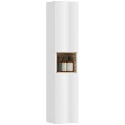 Badezimmerschrank, freistehend mit 2 Türen und offenem Fach, weiß