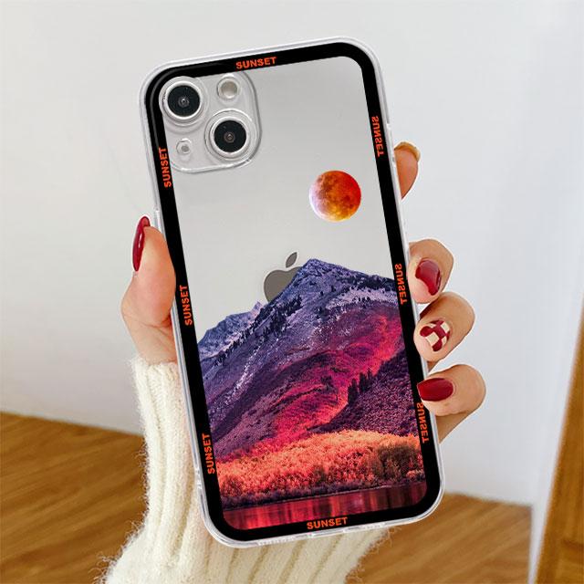 Clear Case For Apple iPhone 14 11 13 12 Pro 7 8 Plus XR X XS Max 6 6S 13Pro Silicone Phone Cover Aesthetic Snow Mountain