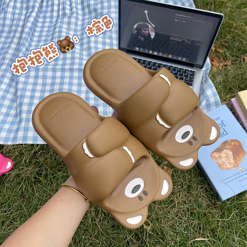 

Fashion EVA Ugly Cute Funny Women s Slippers Bear Summer Sandals Fashion Versatile Lightweight Bathroom Bath Non-slip Slippers Ins 2025 35-36 коричневый