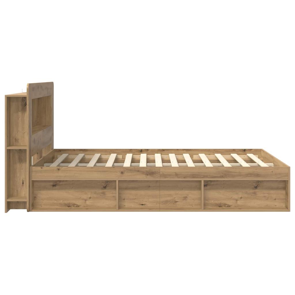 Bed Frame with Storage Space Artisan Oak 135 x 190 cm