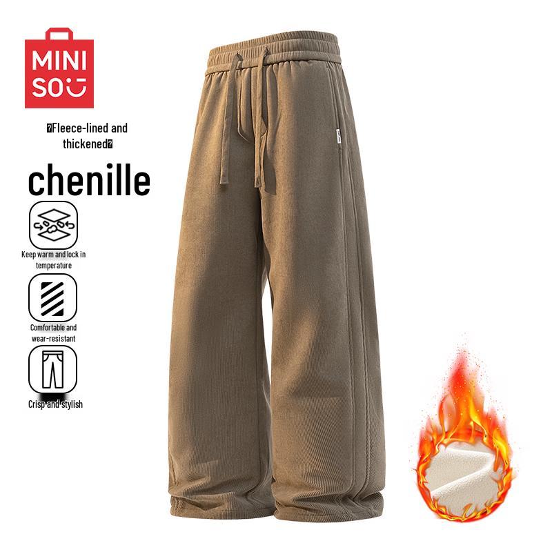 MINISO Men's Winter Warm Corduroy Straight-Leg Pants