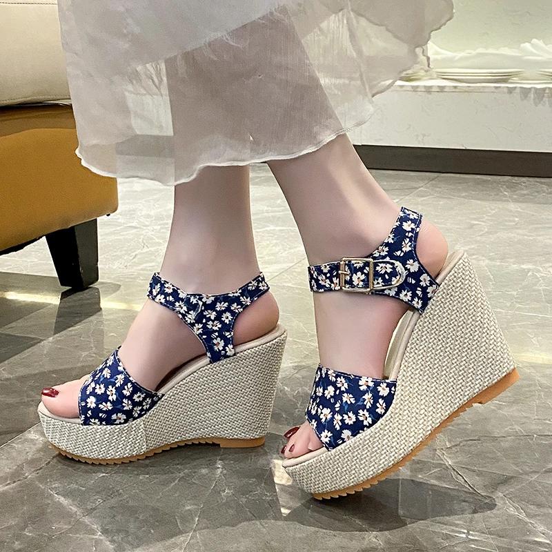 Fashion 2025 New Ladies Shoes Open Toe Women's Sandals Fashion Printing Casual Sandals Women Summer Plus Size Best Seller Wedge Sandals