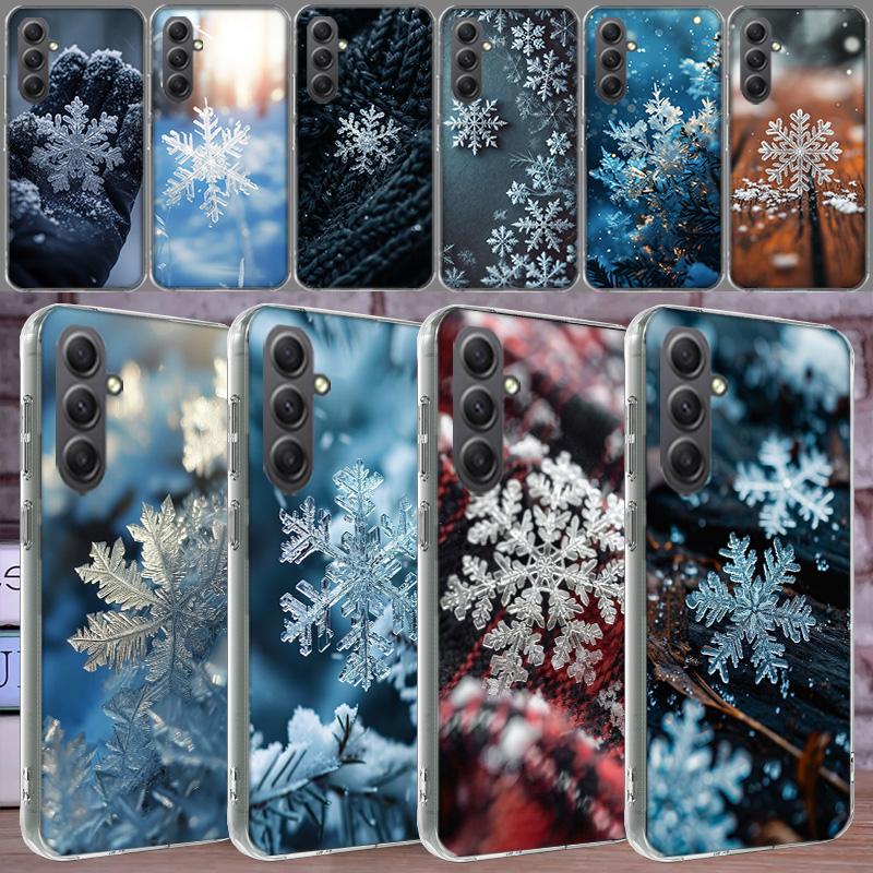 Snowflake Winter White Snow Christmas Phone Case for Samsung A16 A26 A36 A56 A17 A37 A57 A07 A06 A02S A03 A04S A05S Galaxy Note