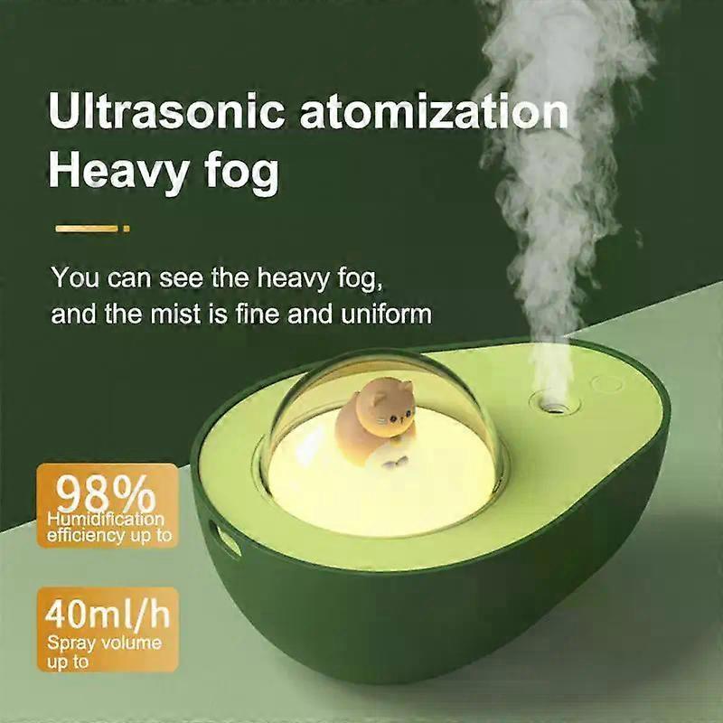 Portable 240ml Humidifiers USB Wireless Avocado Humidifier Cute Cat Led Night Light For Bedroom Kids Mini Desk Humidifier Gifts