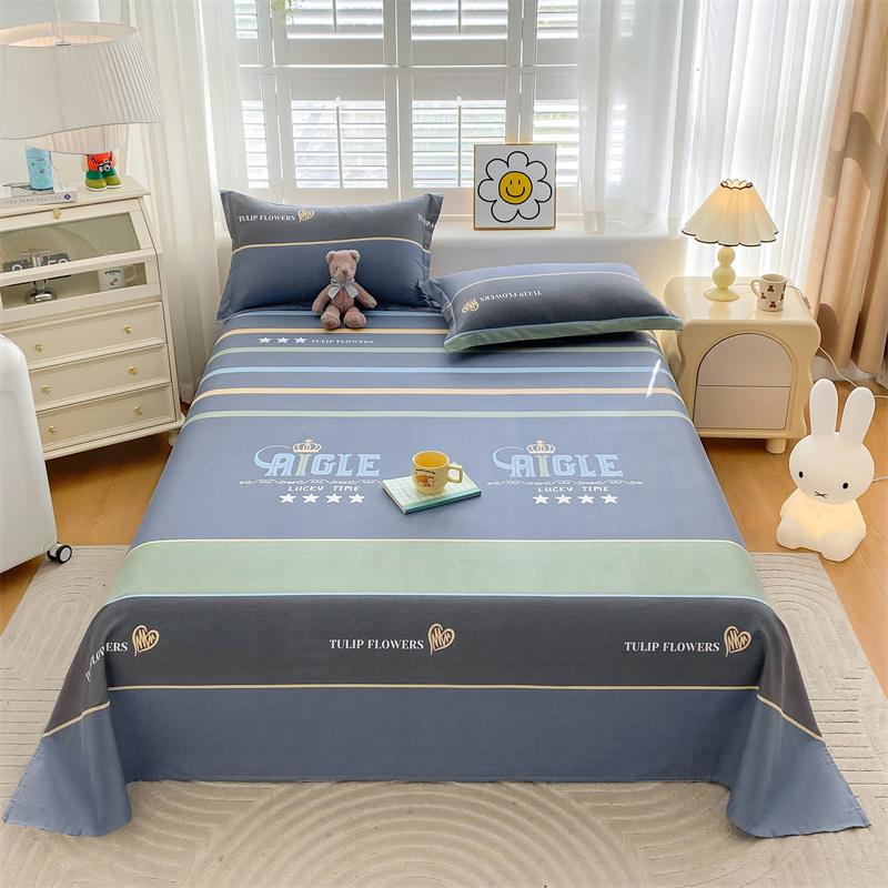 Cute Cartoon Panda Flat Sheet Kawaii Love Heart Bed Sheet Set for Girls Boys Room Decor Cotton Twin Bed Cover with 2 Pillowcase