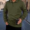 2025 New Men's Fashion Casual Long-sleeved T-shirt with Loose Threaded Collar Men's Casual Sports Polo Shirt