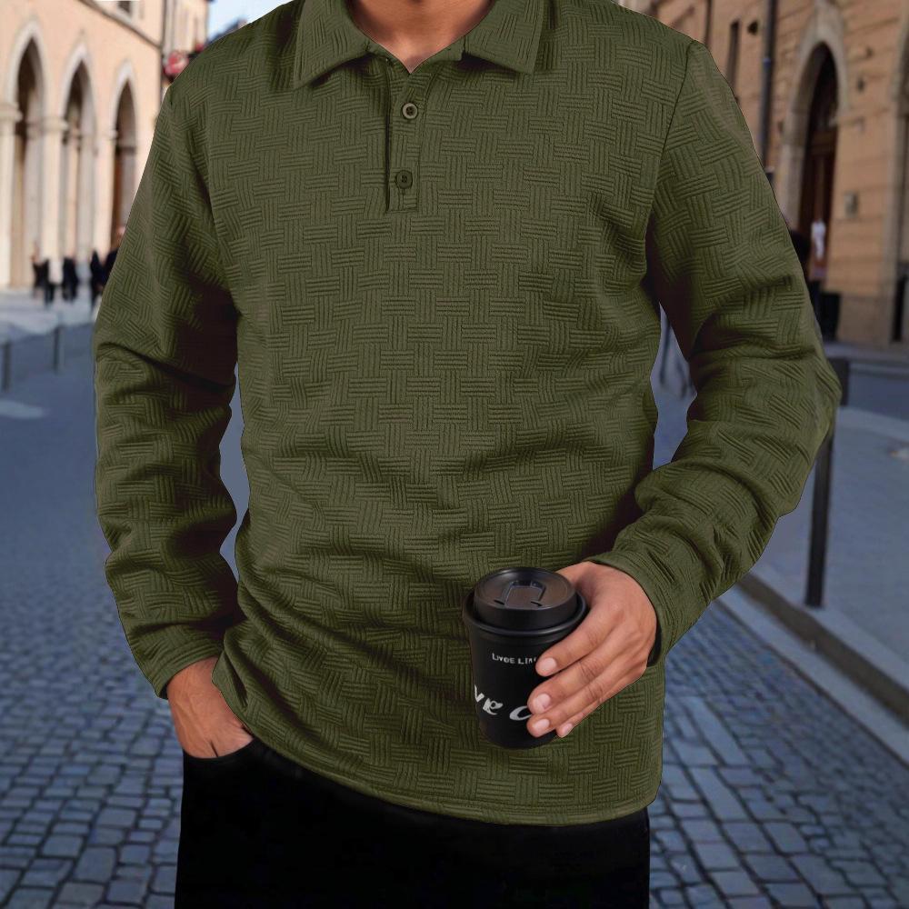 

2025 New Men s Fashion Casual Long-sleeved T-shirt with Loose Threaded Collar Men s Casual Sports Polo Shirt 3XL хаки