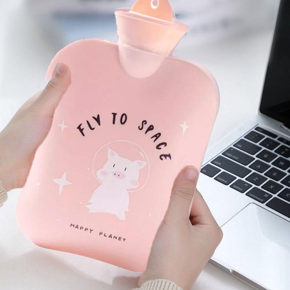 PVC Hot Water Bottles Water-Filled Hand Warmer Portable Cartoon Pig Hot Water Bag  Bed