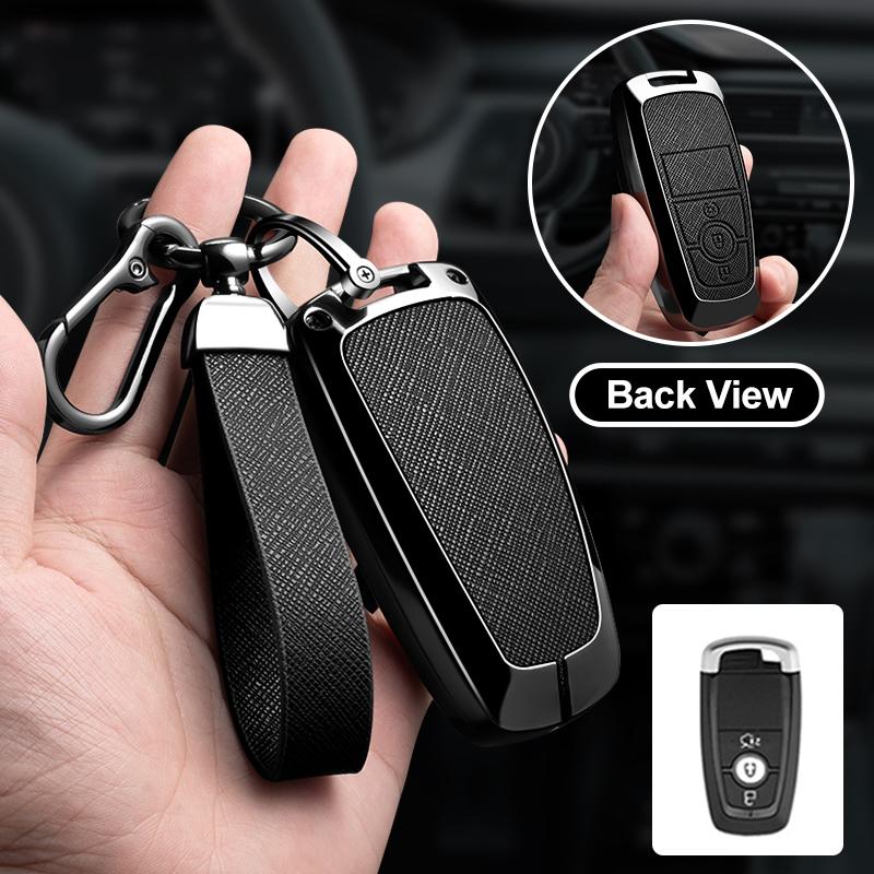 Zinc Alloy Leather Car Remote Key Case Cover For Ford Fusion Mustang Expedition F-450 F-350F150 Edge Explorer Mondeo Mk5 Focus