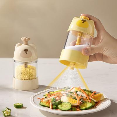 Niedlicher Bär Salzflasche Quantitative Gewürzglas Press-Typ Salzstreuer Feuchtigkeitsdichtes Gewürzglas Salz Zucker Pfeffer Streuer Dose