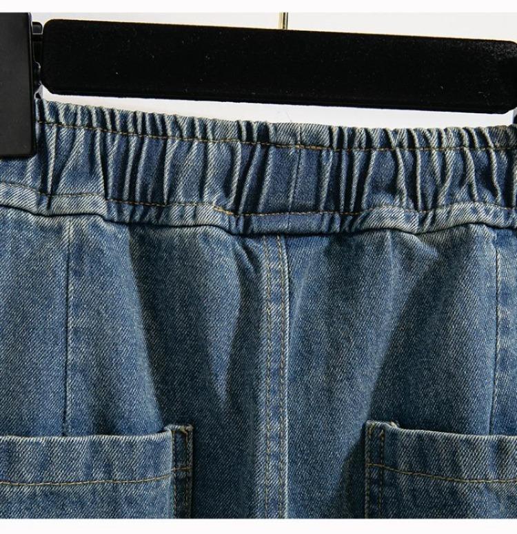 Nowe Vintage Oversize Moda Damskie Wysoki Stan Elastyczne Gładkie Jeansowe Haremki Spodnie Podstawowe Plus Size