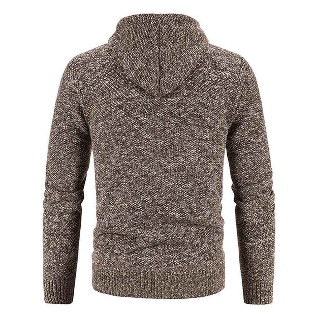 Men  Knitted Sweater Sweater Hooded Hood Zipper Cardigan