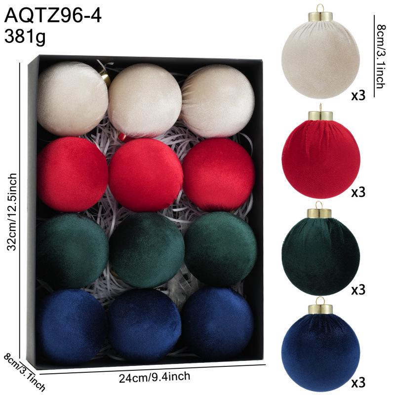 Velvet Fabric Christmas Tree Hanging Ornament - Decorative Ball