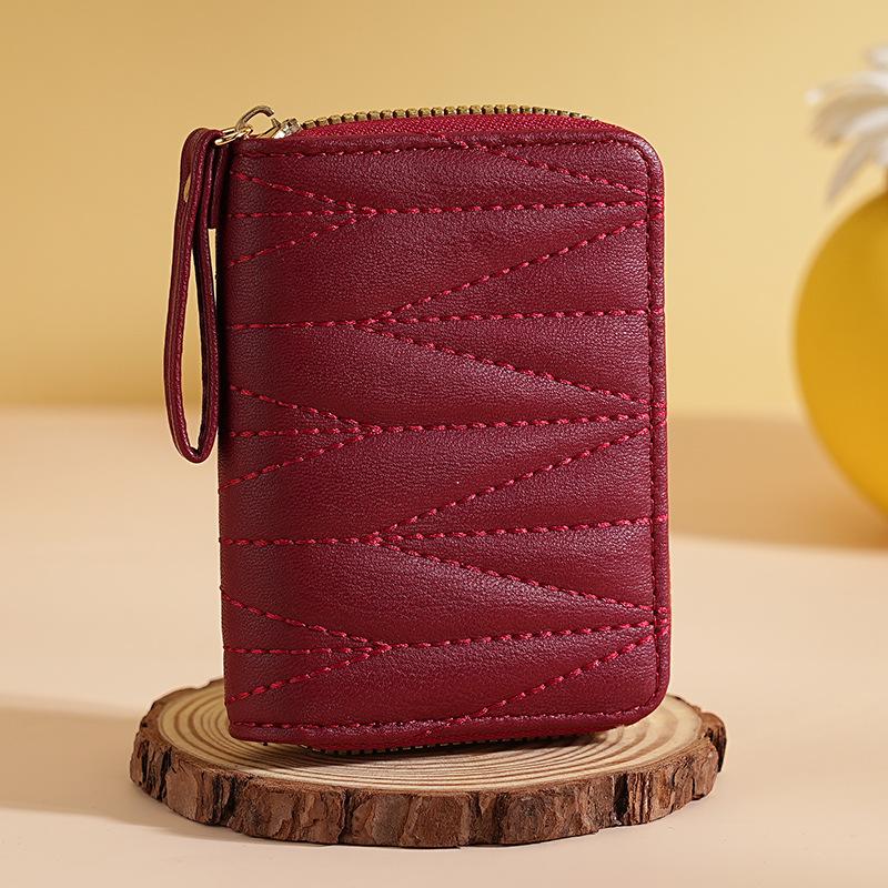 French Chic Quilted Accordion Card Holder for Women with Multiple Card Slots & Coin Purse