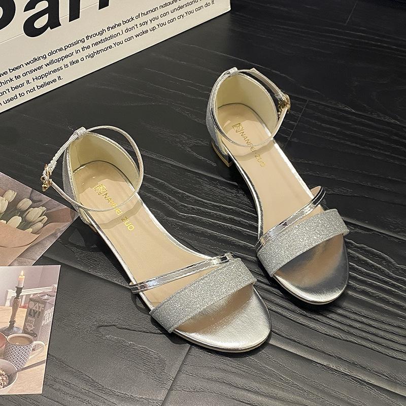 Summer New Sandals Women's Fashion Student Bag Heel Buckle Flat Sandals Women